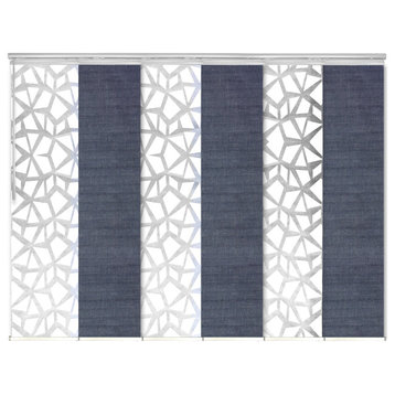 Scattered-Azure 6-Panel Track Extendable Vertical Blinds 70-130"x118.5"