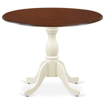 DST-MLW-TP Wood Table - Mahogany Table Top and Linen White Pedestal Leg Finish