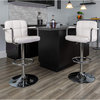 Set of 2 Bar Stool, Faux Leather Seat With Mid Back and Square Tufting, White