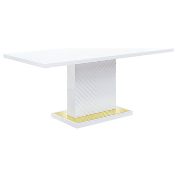 ACME Gaines Dining Table in White High Gloss Finish