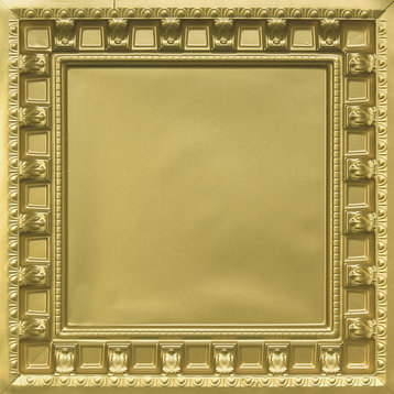 24"x24" D236 PVC Faux Tin Drop-in Ceiling Tiles, Set of 6, Brass