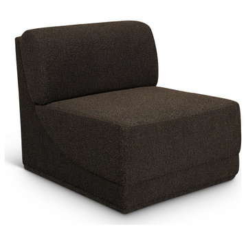 Ollie Black Boucle Fabric Chair, Brown, Armless Chair