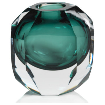Albi Emerald Cut Glass Vase, 5"