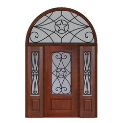 Prehung Sidelights-Transom Door 80 Fiberglass Austin Texas Star - Front Doors