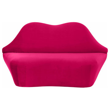Lips Hot Pink Velvet Settee