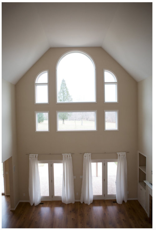 Drapery Wonky Windows Two Story Living Room Where To Hang Drapes