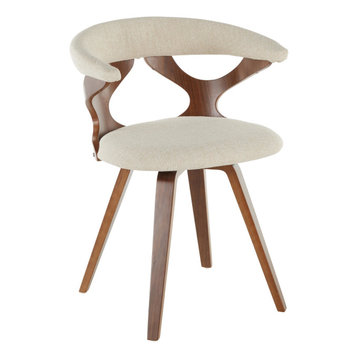 Gardenia Chair, Walnut Wood, Cream Fabric