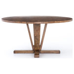 Zin Home - Cobain Reclaimed Wood Round Dining Table 60" - A rounded table of mixed reclaimed woods adopts purposefully-burnished edges, producing a rich, warm patina perfect for the home dining table. Given its handmade and hand-finished nature, variations and imperfections in the finish are to be expected and celebrated.