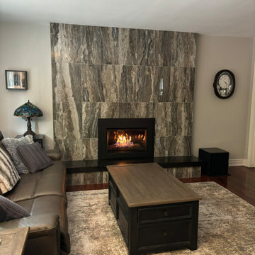 Beautiful 12x24 tile Fireplace Design Implementation