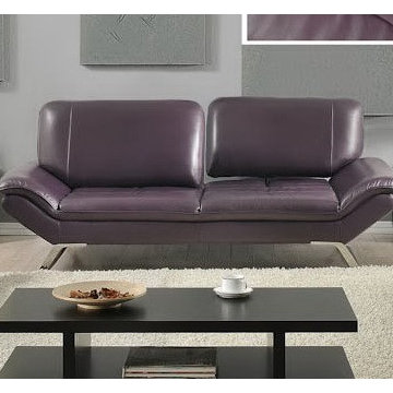 Modern Roxi Full Italian Leather Sofa | Eggplant