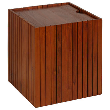 Bare Decor Kiev Solid Teak Storage Basket Box with Lid,17x17x20