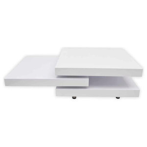 vidaXL Coffee Table 3 Tiers High Gloss White Extendable Living Room Stand 
