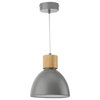 Albany Iron and Wood Bell Pendant Lamp, Gray, Large