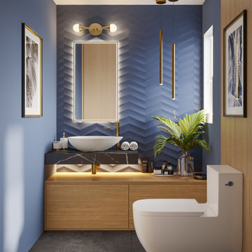 Modern Blue Powder room