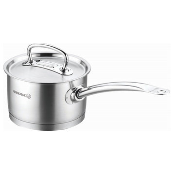 KorkmazStainless Steel Stockpot with Lid and Handles, Silver, 2 Quart