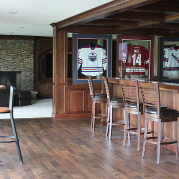 Bar with sports jersey display cases