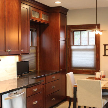 Davenport- Kitchen Remodel pairs Neutral Grays with Rich Cherry Cabinets
