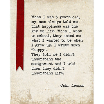 When I Was 5 Years Old (John Lennon Quote), Motivational Art Print