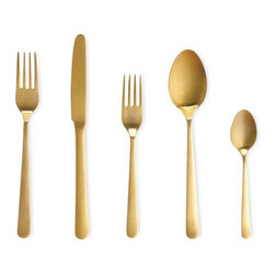Almoco - Almoco Flatware 5-Piece Setting, Gold - Flatware And Silverware Sets