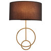 14" 1-Light Satin Brass Wall Sconce With A Fabric Black Shade