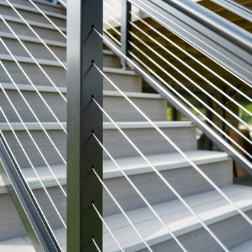 Curved Cable railing and Elevated Deck