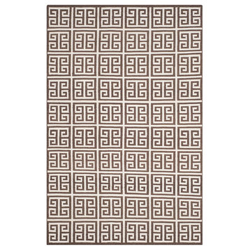 Safavieh Dhurries Dhu626C Geometric Rug, Brown/Ivory, 7'0"x7'0" Round
