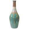 Round Shape Handmade Ceramic Turquoise Bamboo Decor Vase Hws2536