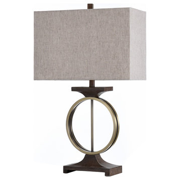 StyleCraft Brass Ring Table Lamp With Moulded Wood-Like Accents L319798DS