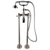 Freestanding Tub Filler Faucet with Hand Shower, Brushed Nickel