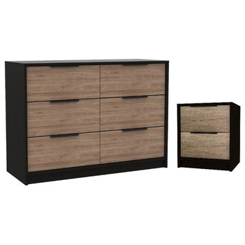 Home Square 2-Piece Set with 4 Drawer Dresser and 2 Drawer Night Stand