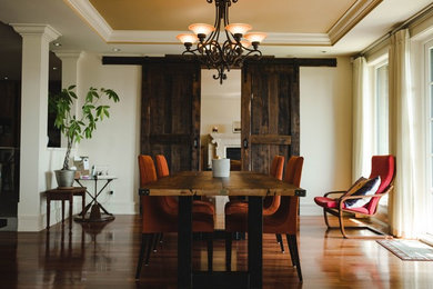 Example of a mountain style dining room design in Vancouver