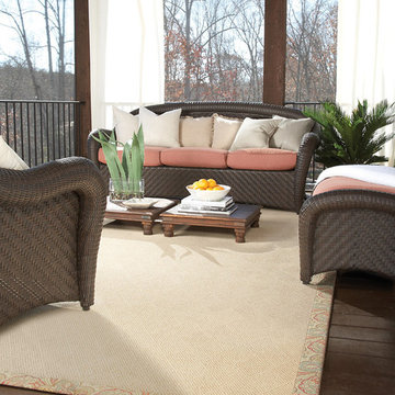 Zoe-Cane Wicker Machine Tufted Rectangle Rug on Deck
