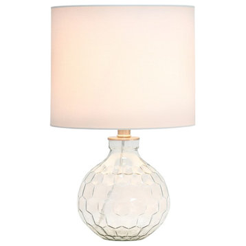 Elegant Designs 17.75" Glass Patterned Table Lamp with White Fabric Shade Clear