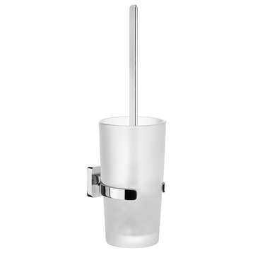 Ice Toilet Brush Wallmount, Glass, Polished Chrome/Frosted Glass