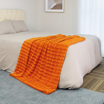 Derby Jumbo Over-Sized Double Sided Faux Fur Throw Blanket, Burnt Orange, 60"x80"