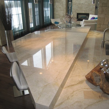 taj mahal quartzite mitered polygon island