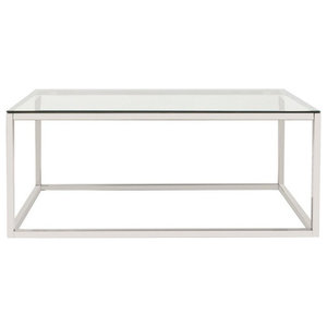 Amici Rectangular Stainless Steel Coffee Table With Tempered Glass Top Contemporary Coffee Tables By Modern Selections Houzz