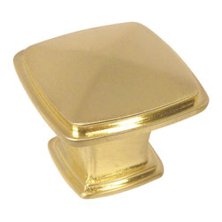 Cosmas - Cosmas 4391BB Brushed Brass 1-1/4&rdquo; Square Cabinet Knob - Cabinet And Drawer Knobs