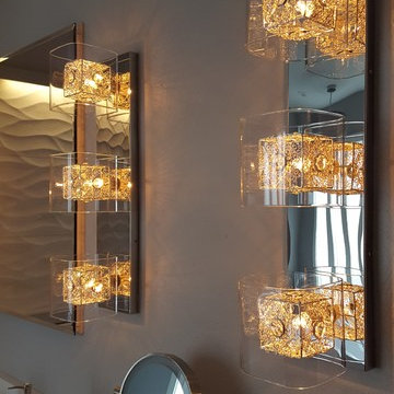Gold, Glass And Chrome Vanity Light