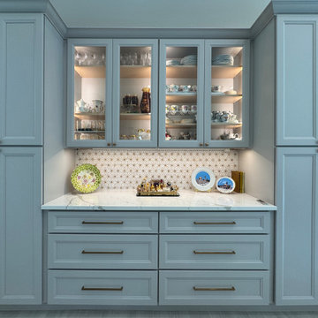 Graceful Living, Together - Butler’s Pantry Wall, Light Gray Shaker, Brass Pulls