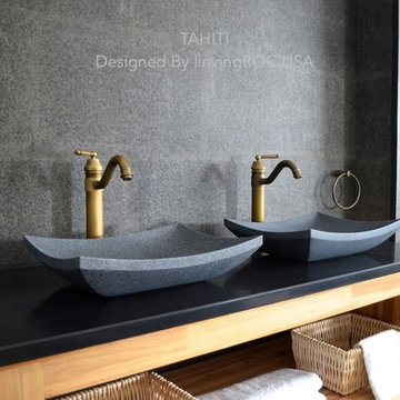 18'' GRAY GRANITE STONE CONTEMPORARY  BATHROOM VESSEL SINK-TAHITI