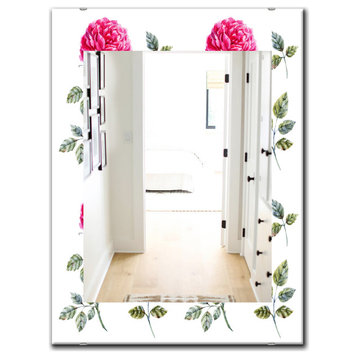 Designart Pink Blossom 8 Traditional Frameless Wall Mirror, 28x40