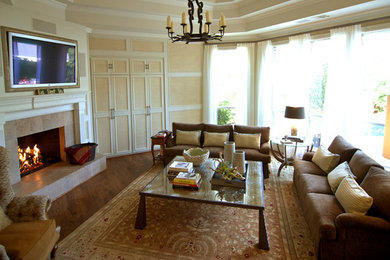 Trendy living room photo in Dallas