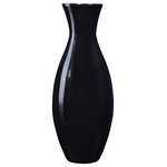 Villacera - Villacera Handcrafted 20" Tall Black Bamboo Vase Sustainable Bamboo - Accent any space with Villacera's whimsically modern Handcrafted 20 Tall Black Classic Bamboo Floor Vase, perfect as a stand-alone piece or filled with your favorite fillers, silk plants or artificial flowers. Standing 20-Inches tall, its simple curved profile is interrupted by the soft texture of the natural spun bamboo, creating a charming and exotic statement in any living space.  Each Villacera Handmade Bamboo Vase is uniquely hand spun out of sustainable, lightweight bamboo, leaving minimal differences of each piece.  Bamboo is relatively lightweight, yet dense and therefore very durable, requiring little to no maintenance, providing your home and dining room with decor for years to come.