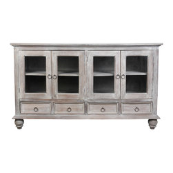 Sunset Trading Cottage Distressed Gray Wood Sideboard - Buffets And Sideboards