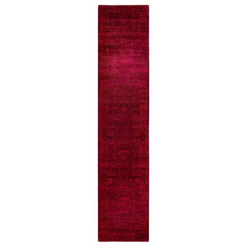 Vibrance, One-of-a-Kind Hand-Knotted Area Rug Red, 3' 4" x 15' 8"