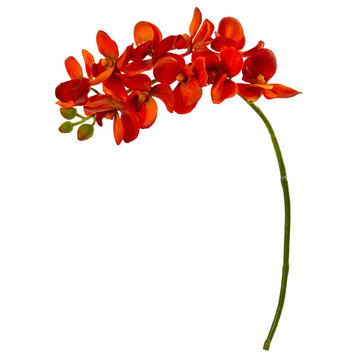 21" Phalaenopsis Orchid Artificial Flower, Set of 6, Orange
