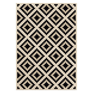 Orian Epiphany Cuba Diamond Area Rug, Ivory/Black, 7'10