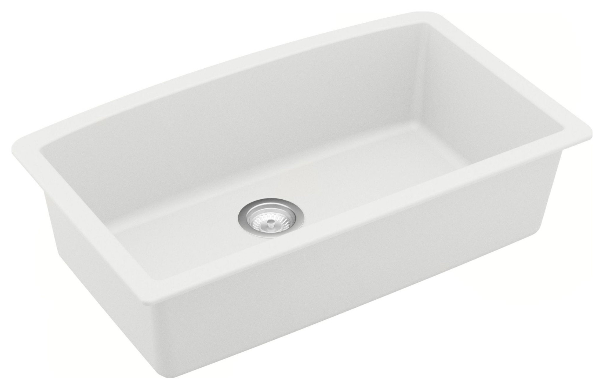 Karran Undermount Quartz 32" Single Bowl Kitchen Sink Kit, White