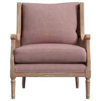 Peoria Dusty Pink Linen Rattan Accent Chair